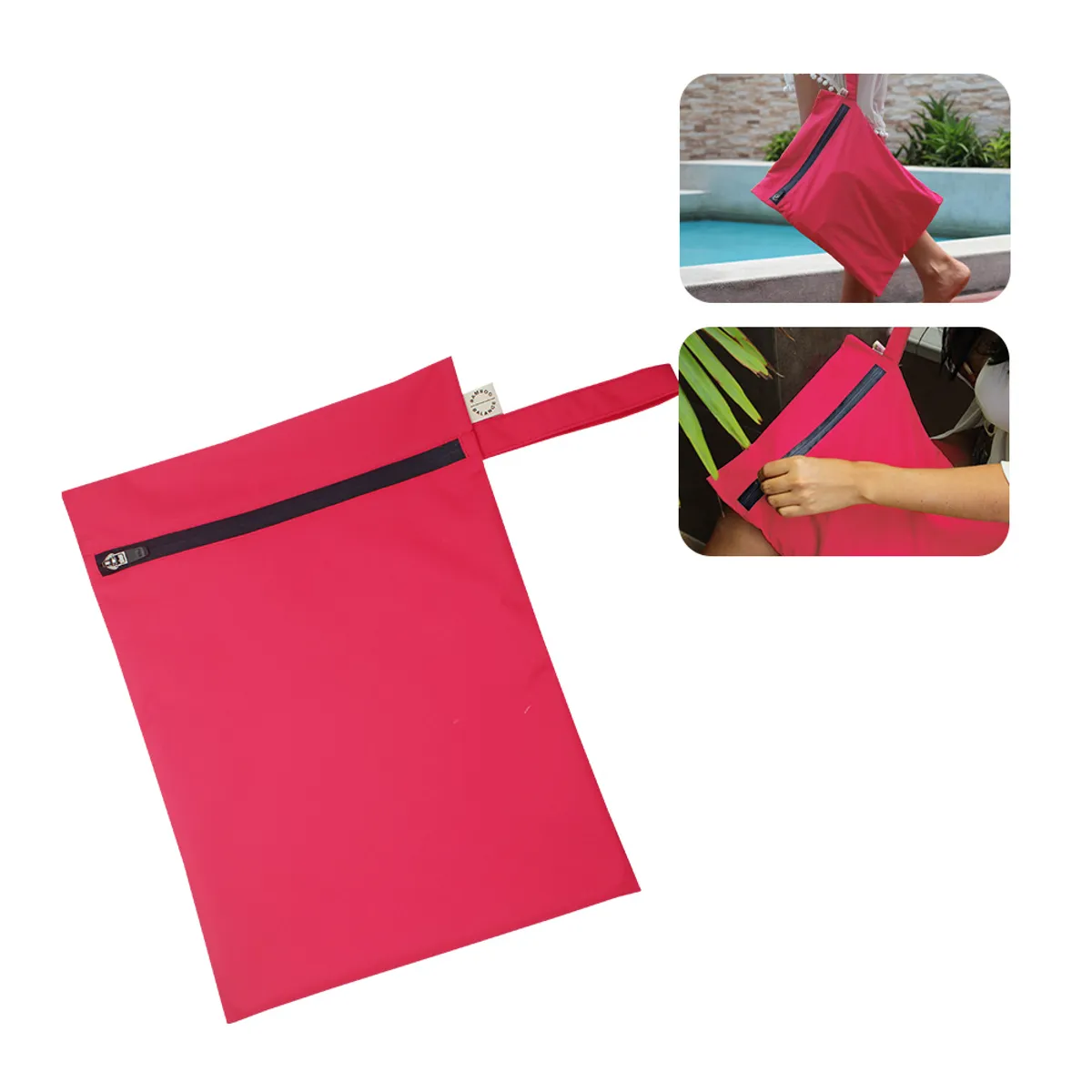 BAMBOO BALANCE - Bolsa Antifluido Yaku Talla M Fresa con Cierre Azul Oscuro