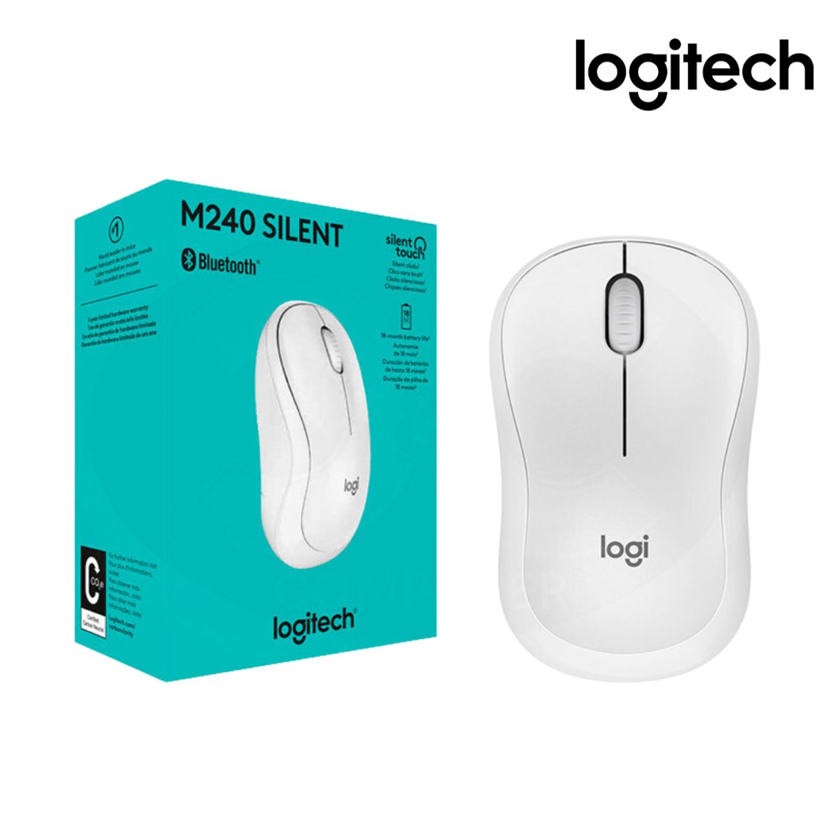 LOGITECH - MOUSE LOGITECH M240 SILENT WIRELESS BT WHITE