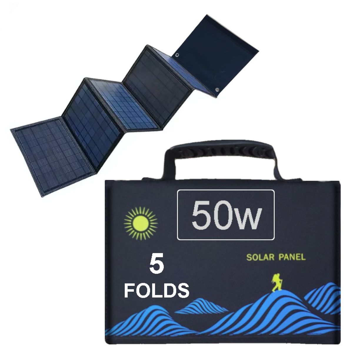 GENERICO - Panel Solar Portatil Plegable 50w Cargador Usb/ Dc 6 Cuerpos