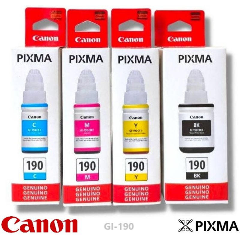 CANON - Tinta Canon Gi-190 CMYBK 4 Botellas Alto Rendimiento