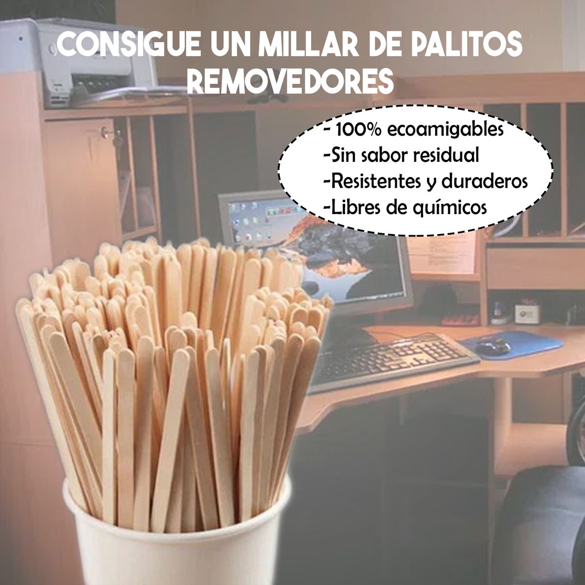 GENERICO - Removedores para café de Madera 18cm x1000