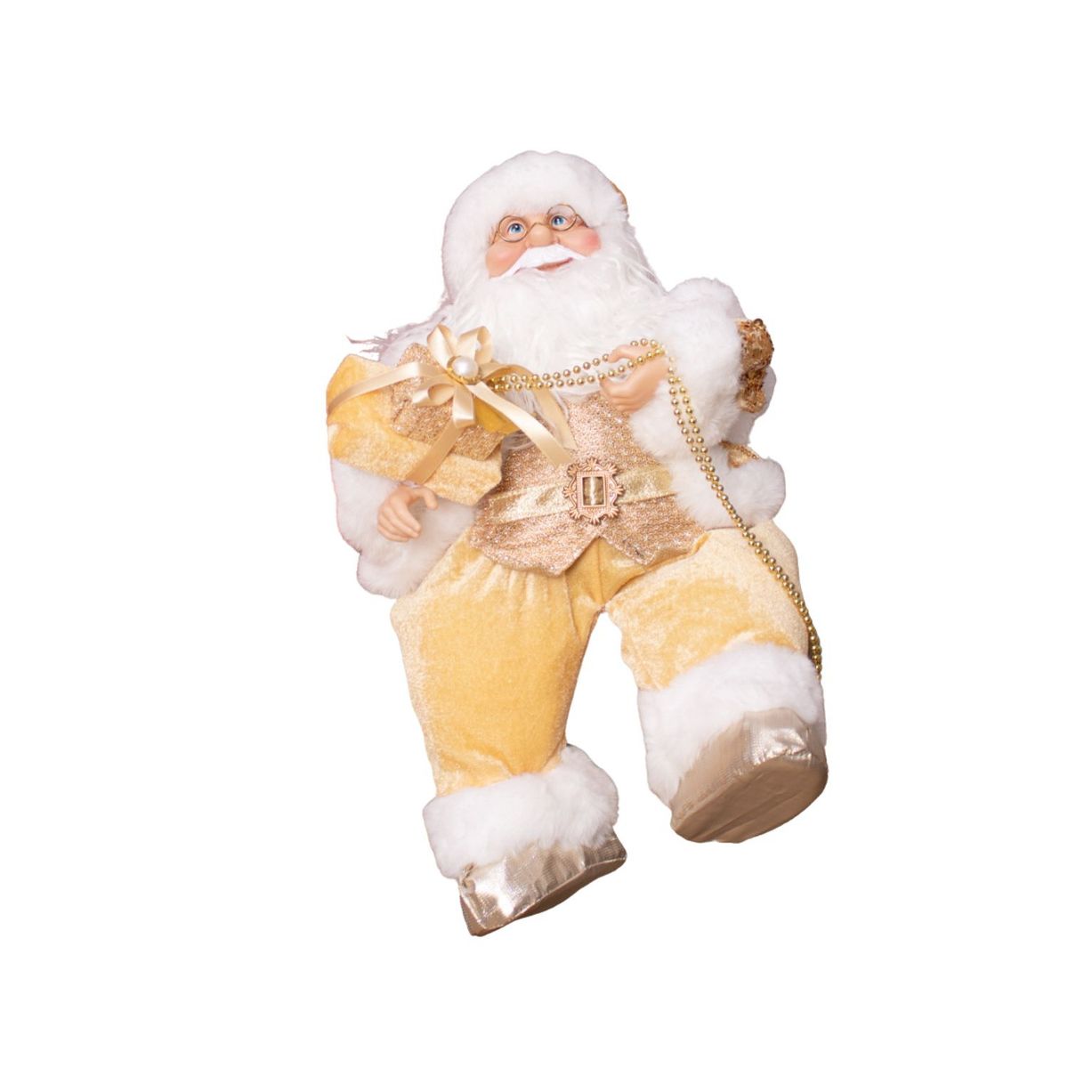 PANADECOR - Figura Decorativa Panadecor Papa Noel Musical Sentado Dorado 35Cm Poliresina