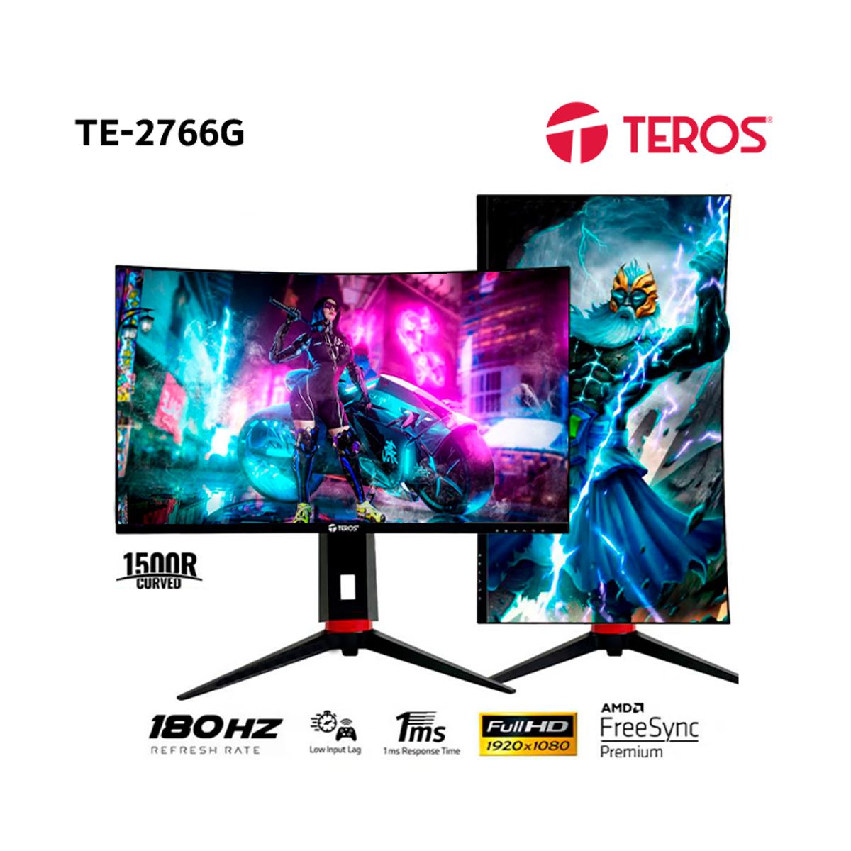 TEROS - Monitor curvo gaming TEROS TE-2766G 27 FHD VA180 Hz HDMI DP PIVO