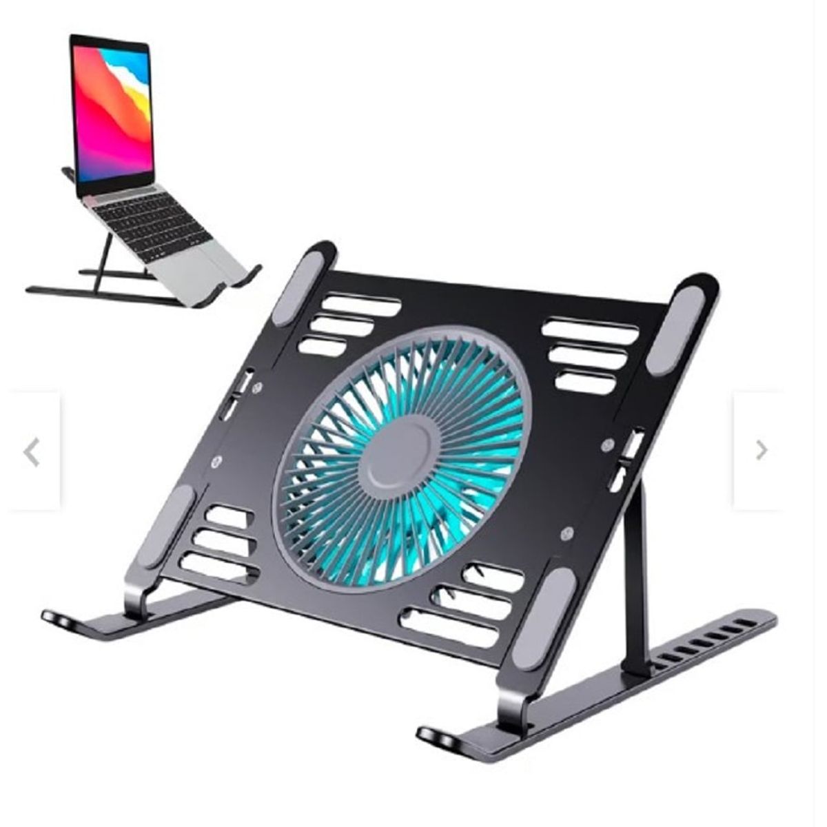 SEISA - Soporte Aluminio Base Cooler Ventilador de Laptop Notebook -negro