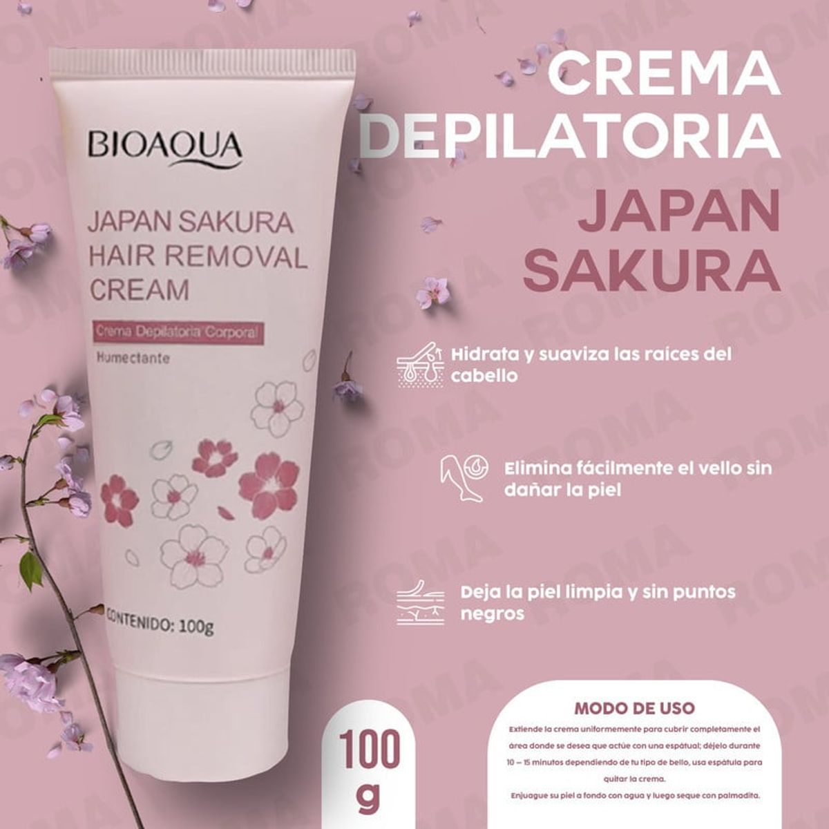 BIOAQUA - CREMA DEPILATORIA JAPAN SAKURA 100G BIOAQUA
