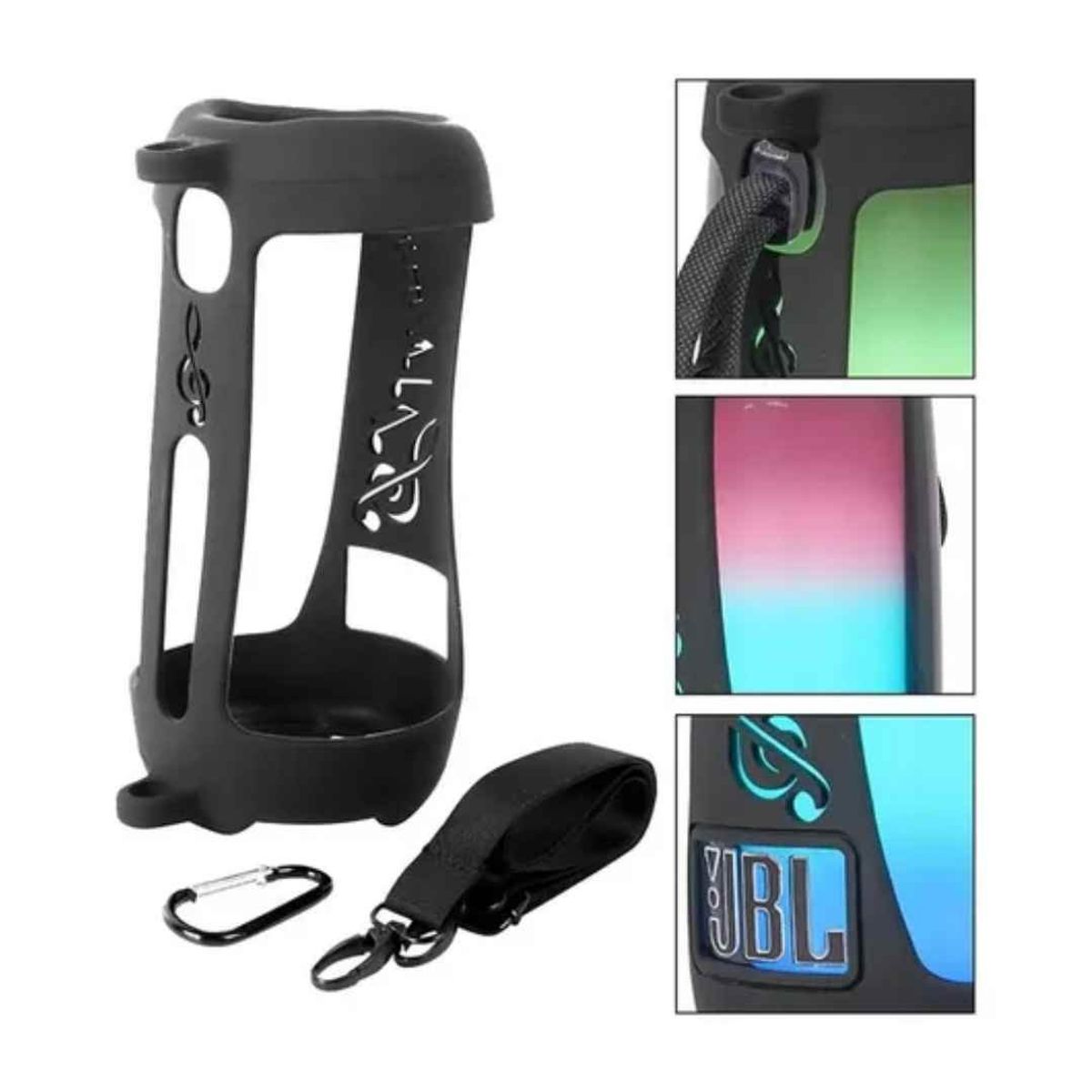 GENERICO - FUNDA CASE DE SILICONA PARA JBL PULSE 5 COLOR NEGRO