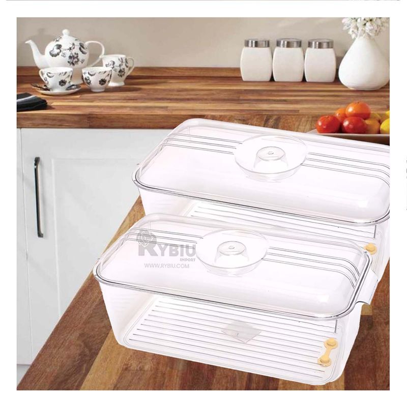 GENERICO - Bandeja Acrilica con Tapa Ovalada Asas Pequeñas 30x16x11cm