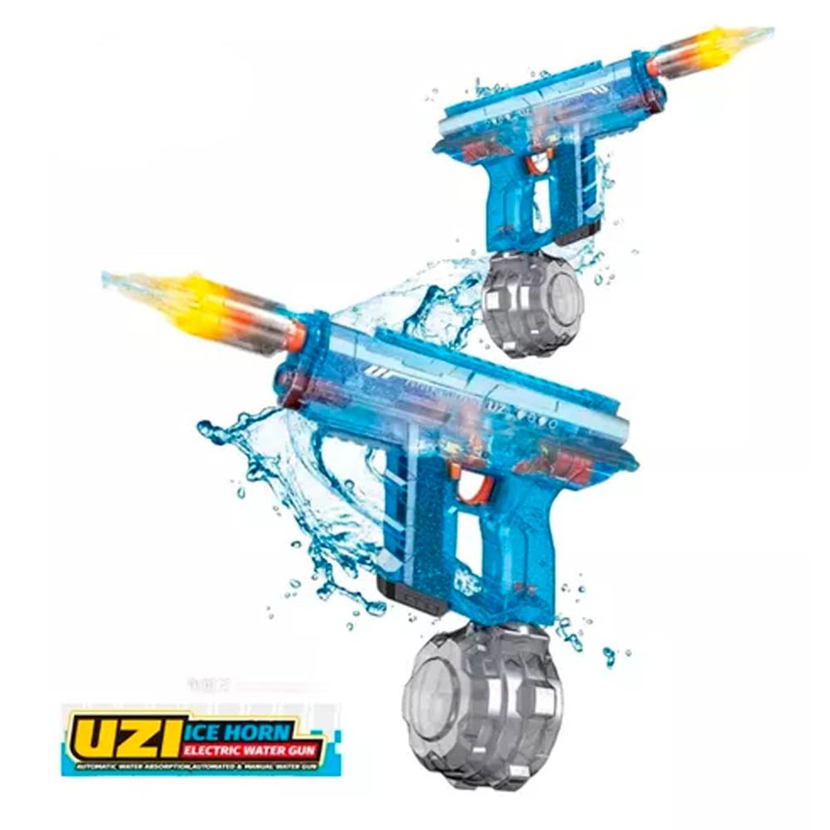 GENERICO - PISTOLA DE AGUA UZI ELECTRICA 2025 AZUL CON LUCES