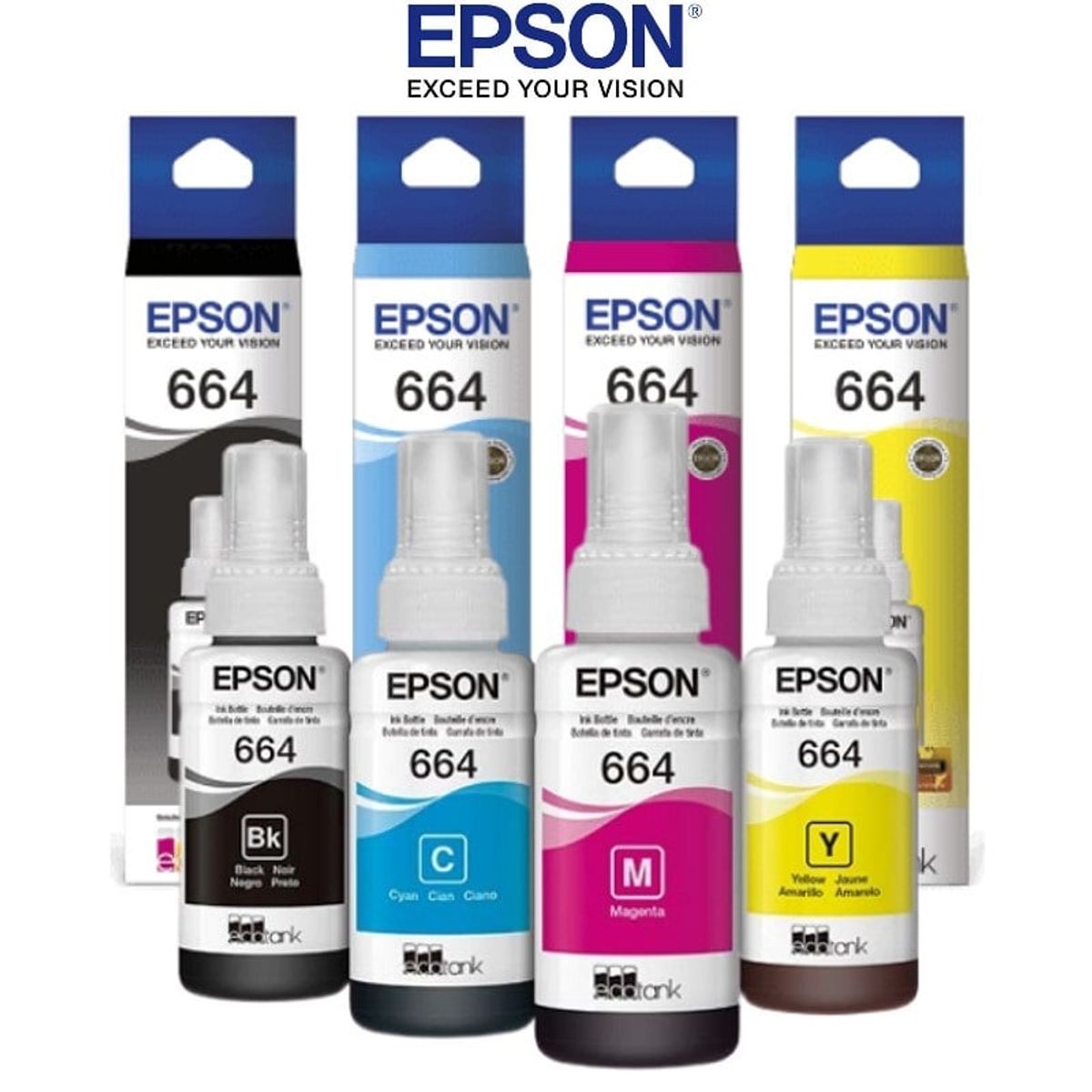 EPSON - Tinta Epson T664 CMYBK 4 Botellas Alto Rendimiento