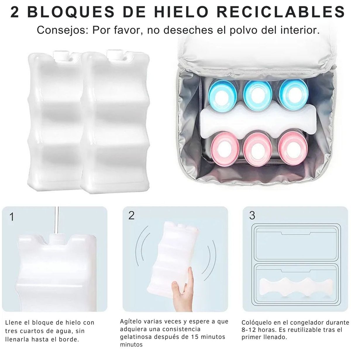DAUER - Bloque de Hielo con Gel Reutilizables X2 UND Mantiene Frio