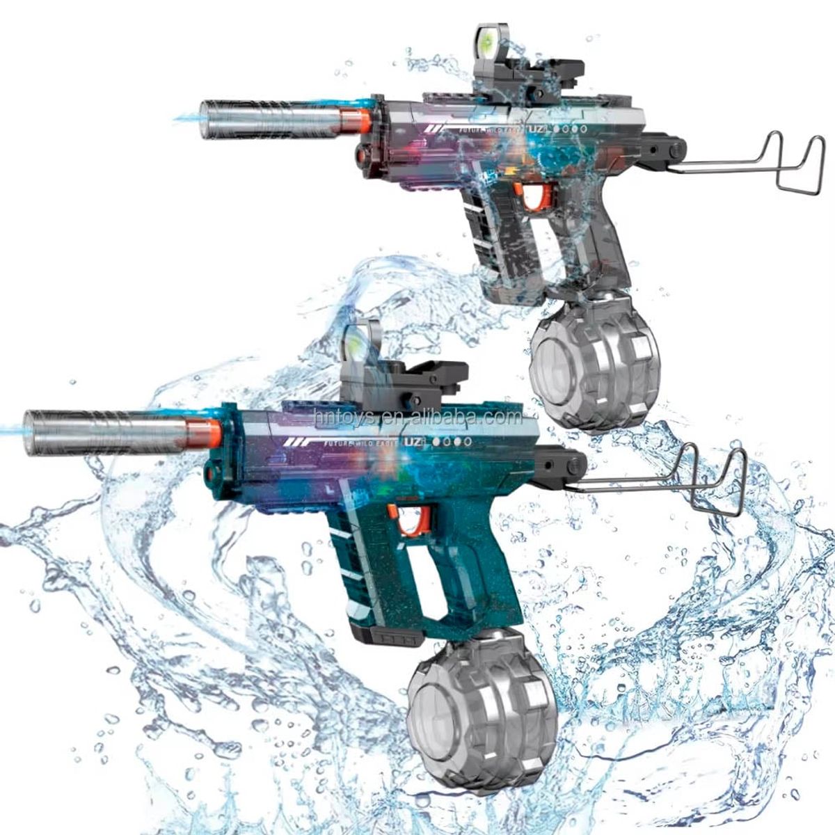 GENERICO - PISTOLA DE AGUA UZI ELECTRICA 2025 VERDE CON LUCES