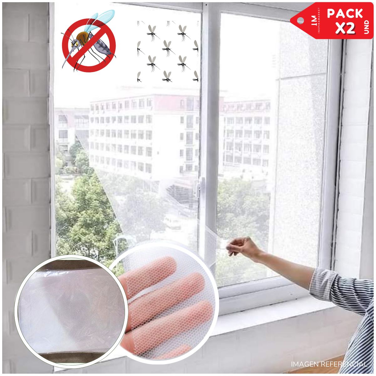 INSPIRA MARKET - Malla a Prueba de Mosquito para Ventana Pack x2