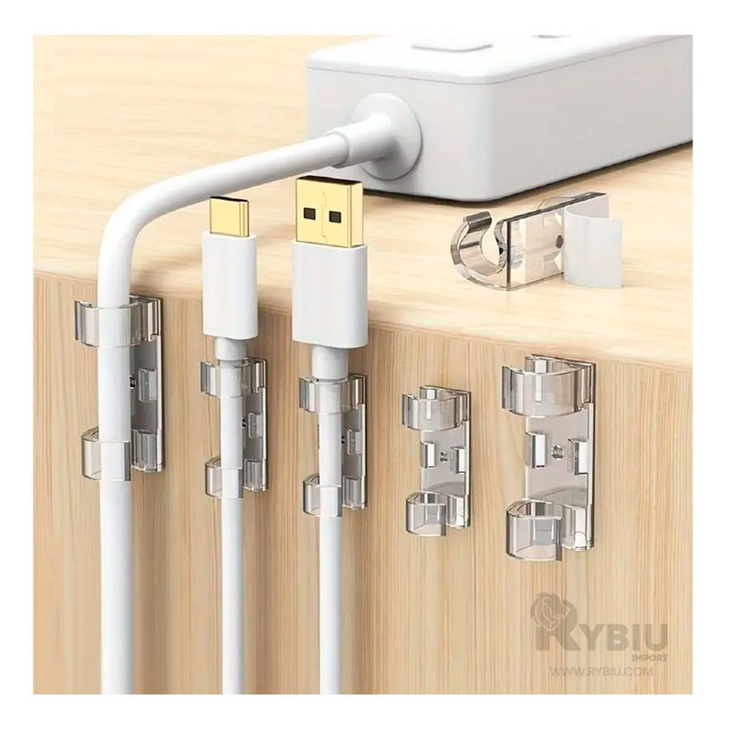 GENERICO - Clips Organizadores de Cables de 16 Piezas en Transparente