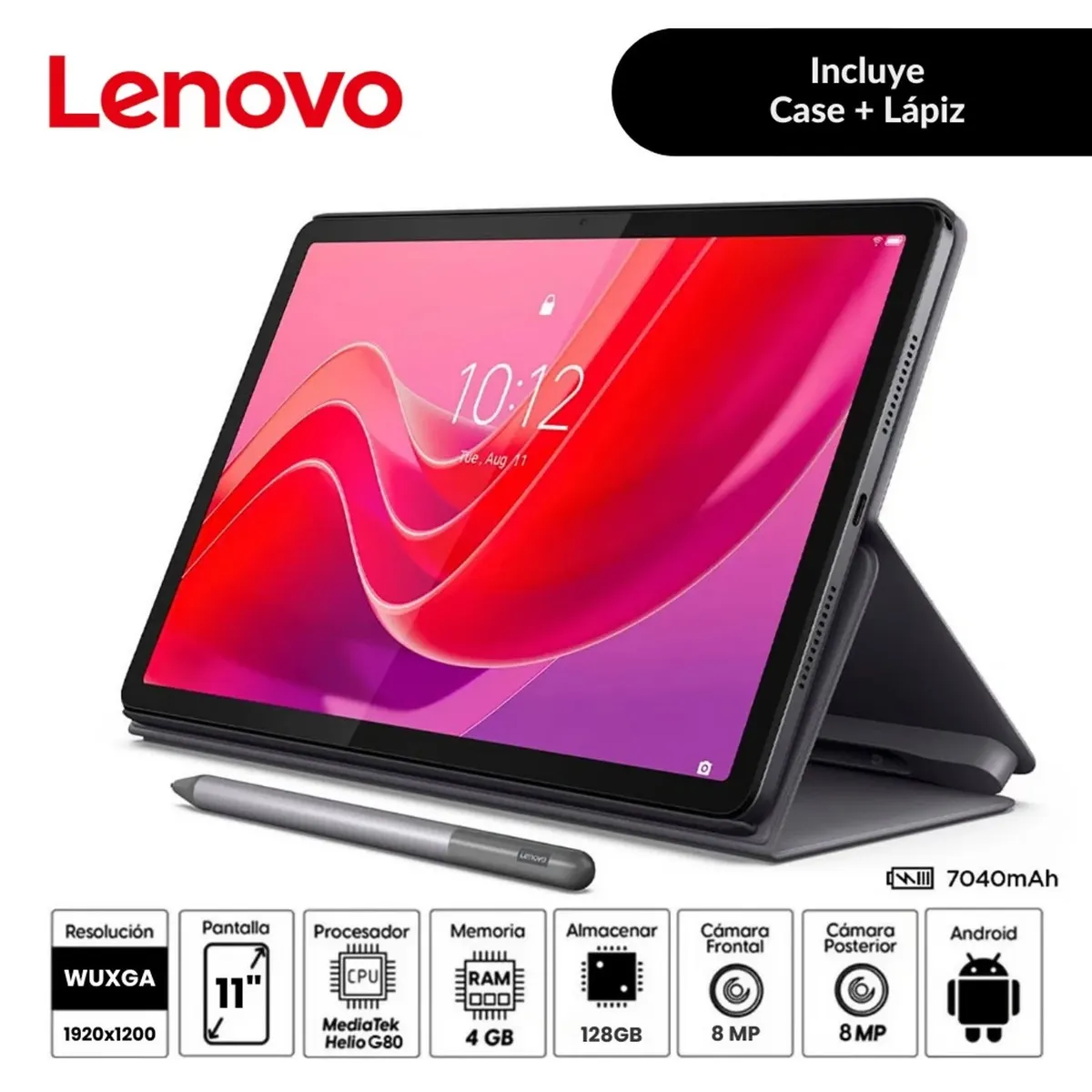 LENOVO - Tablet Lenovo Tab M11 11” WUXGA IPS 4GB RAM 128GB EMMC Lapiz y Funda TB330FU