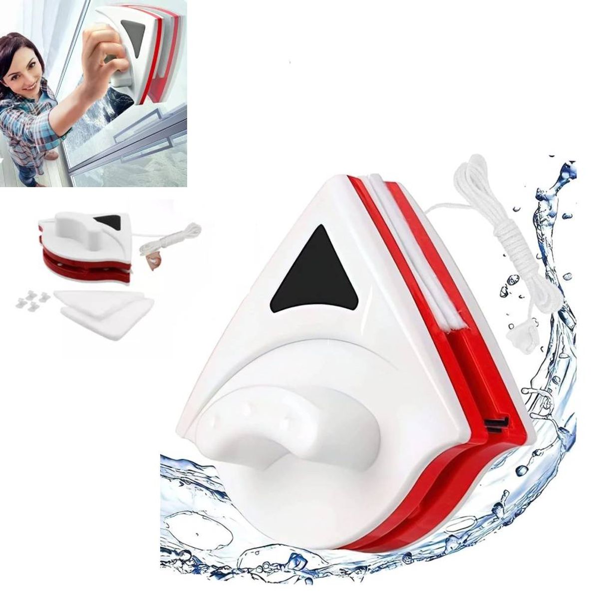 GENERICO - Limpia Vidrios Lunas Magnetico Interior y Exterior