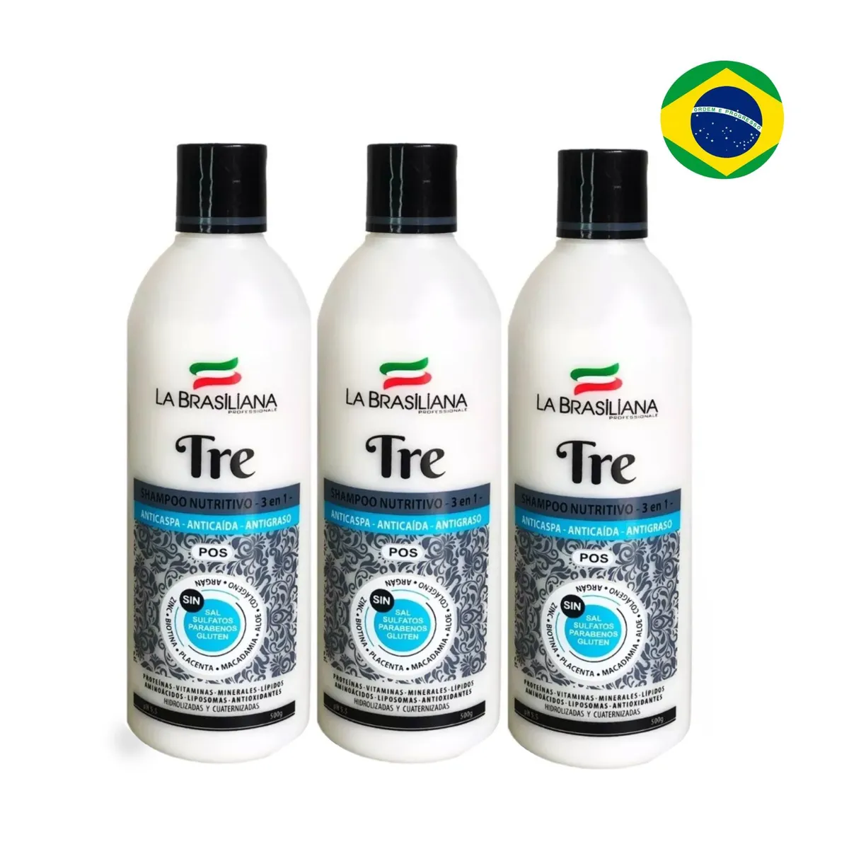 LA BRASILIANA - Shampoo Tre Pos 500gr - Por 3 un - La Brasiliana
