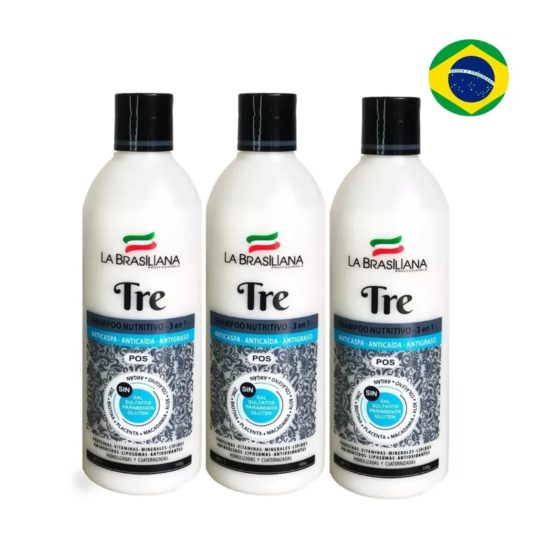 LA BRASILIANA - Shampoo Tre Pos 500gr - Por 3 un - La Brasiliana