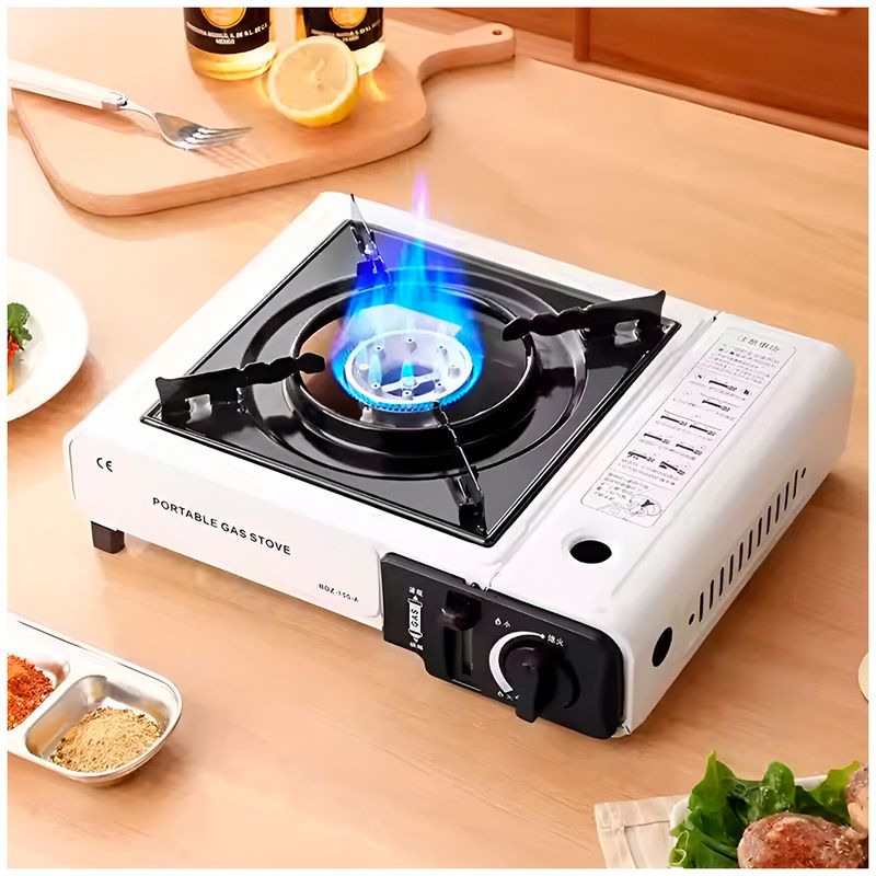 GENERICO - Cocina portátil a gas con estuche para camping Blanco