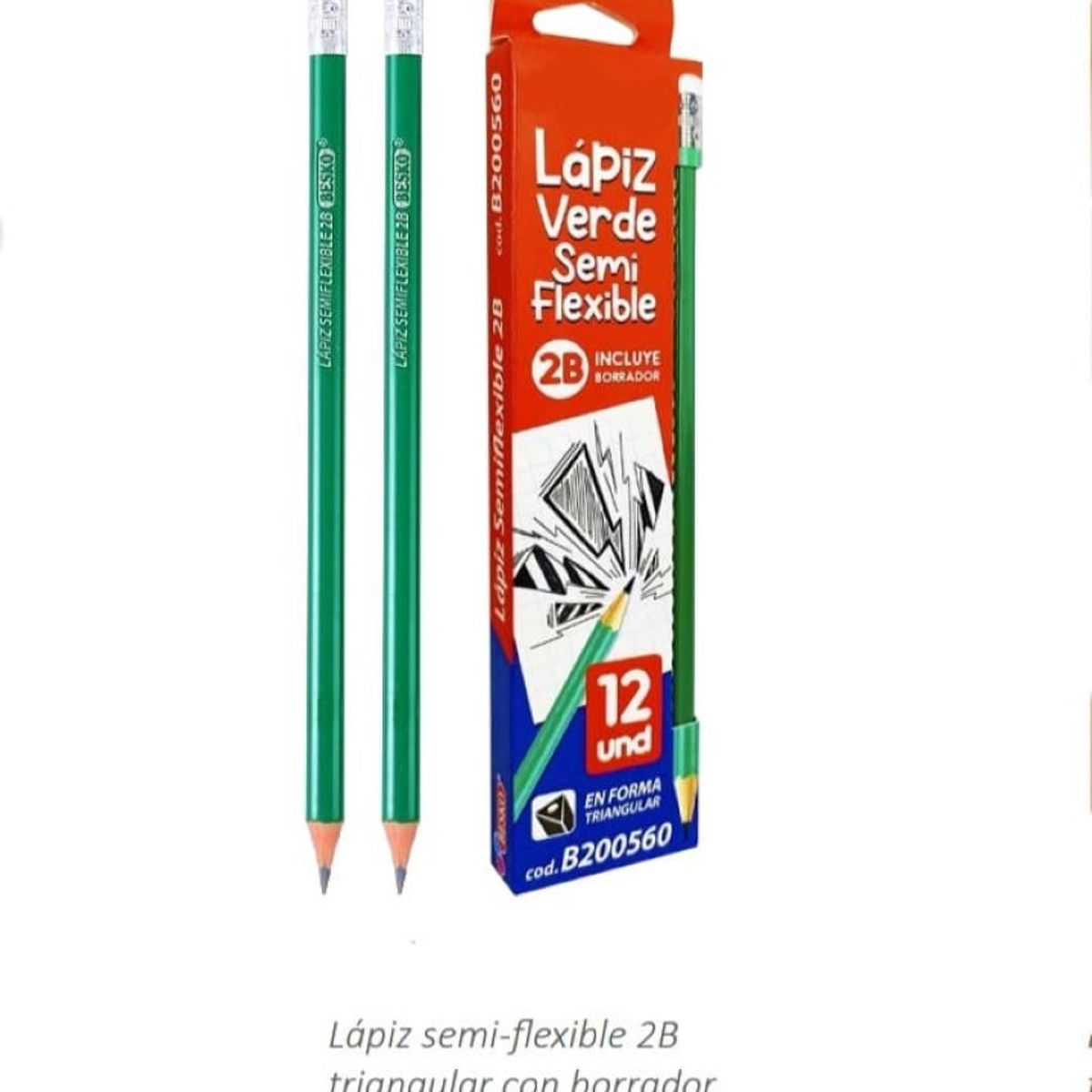 GENERICO - LAPIZ 2B SEMI FLEXIBLE CON BORRADOR - VERDE