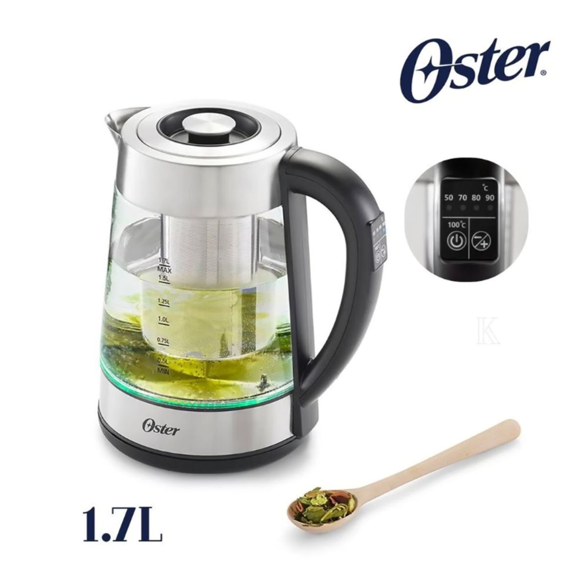 OSTER - Hervidor Eléctrico de Vidrio 1.7 Litros BVSTKT8990 OSTER