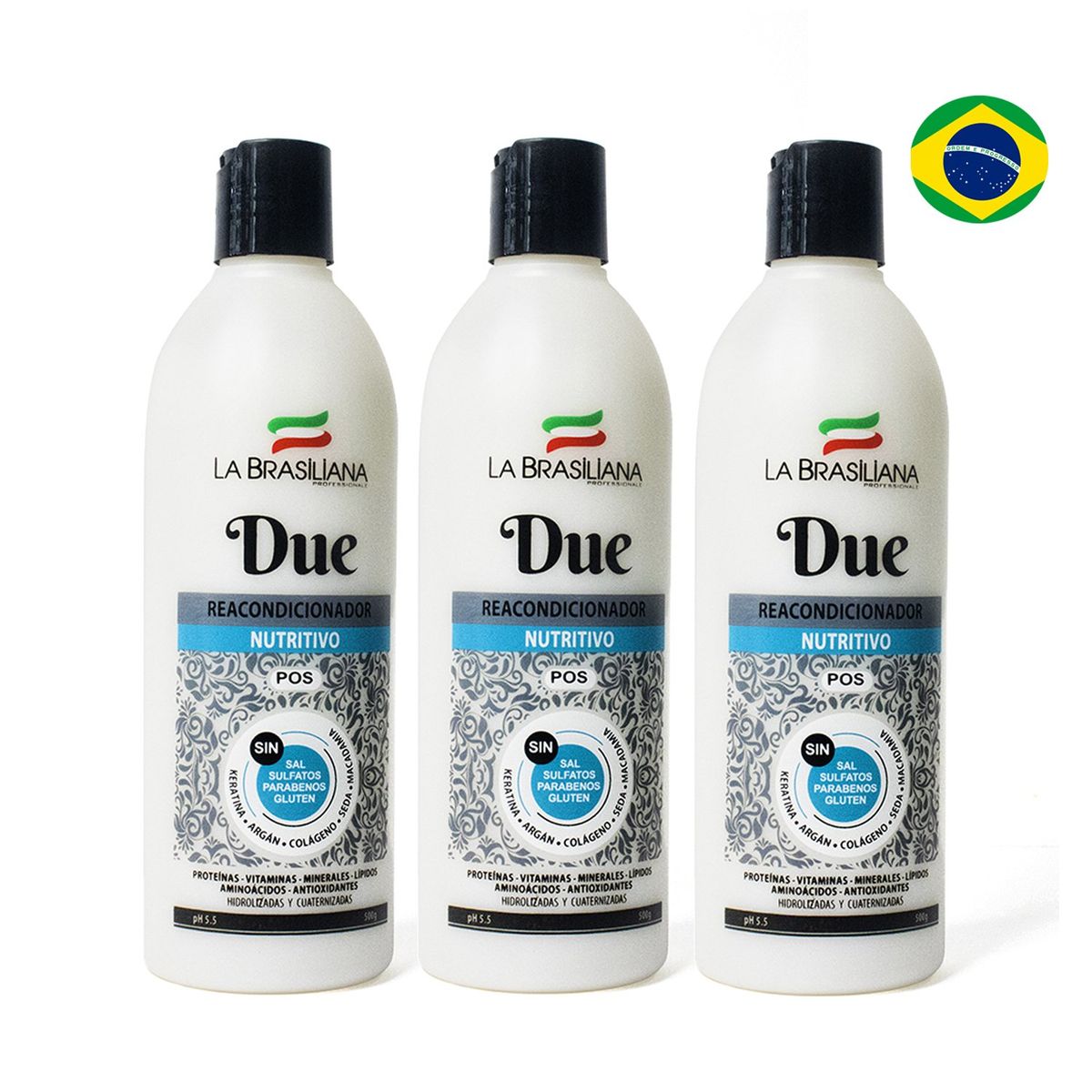LA BRASILIANA - Acondicionador Sin Sal Post Alisado por 3  - LA BRASILIANA