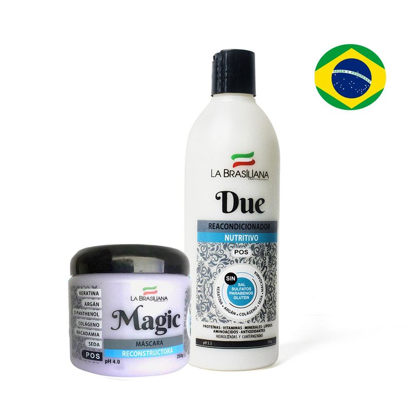 LA BRASILIANA - Acondicionador Sin Sal Post Alisado y Mascarilla - LA BRASILIANA