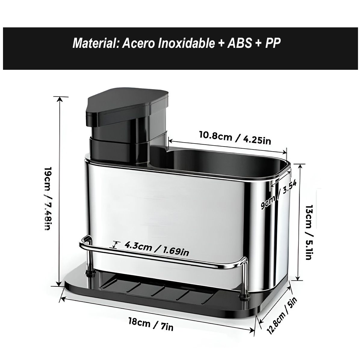 GENERICO - Dispensador plateado mate jabón liquido