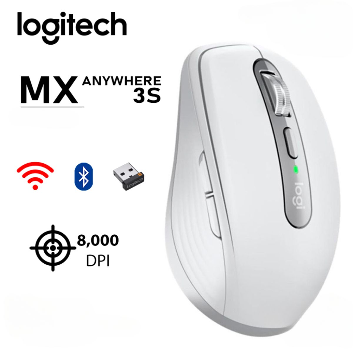 LOGITECH - MOUSE LOGITECH MX ANYWHERE 3S BLUETOOTHWIRELESS 8K USB-C PALE GREY