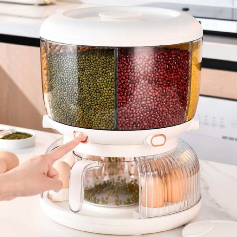 GENERICO - Dispensador de Alimentos en Granos con 6 Divisiones con porta huevos