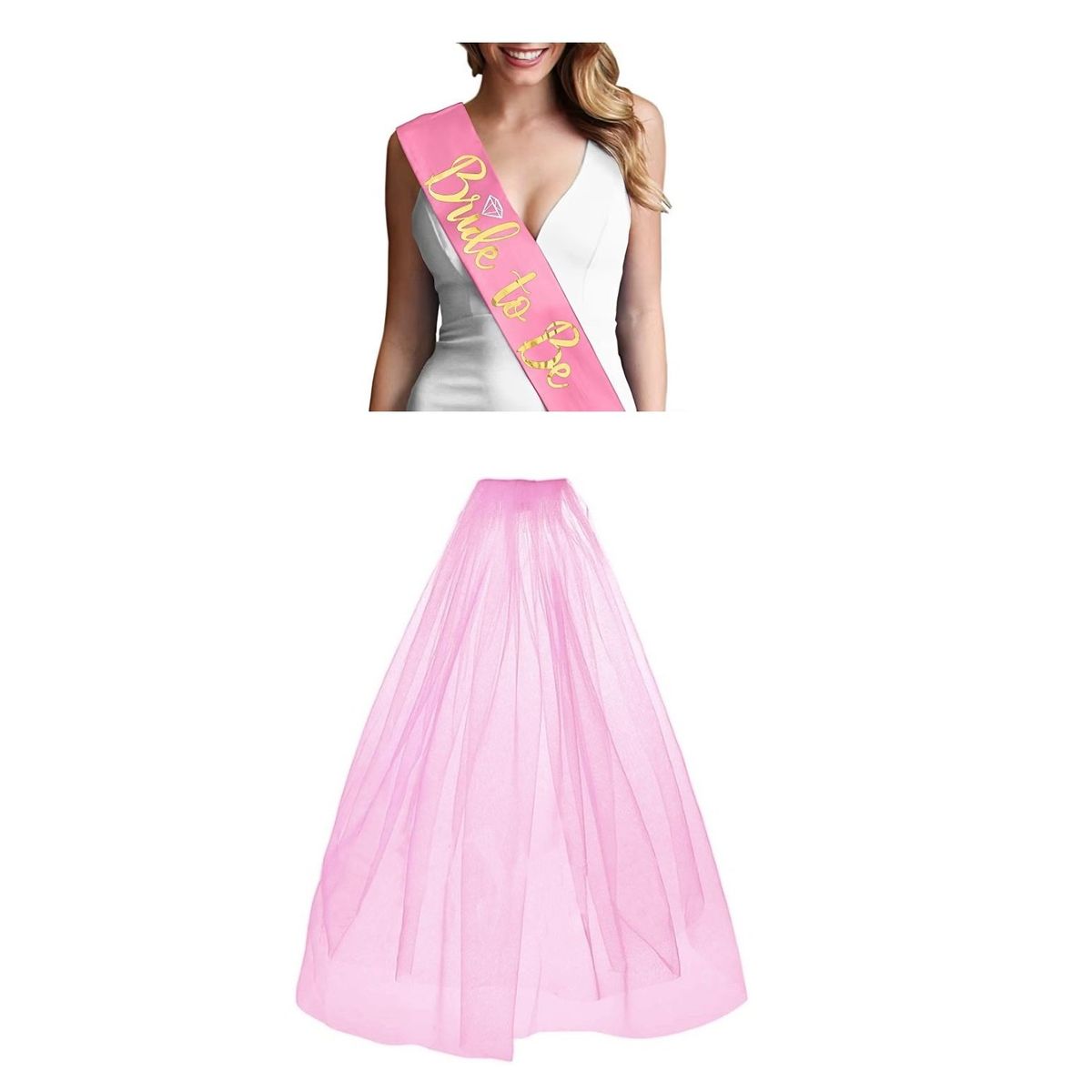 GENERICO - Set velo rosa banda fucsia bride novia despedida de soltera