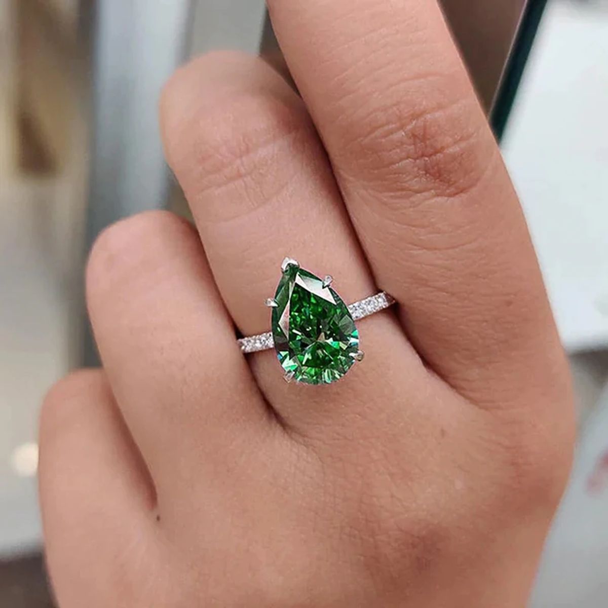 LA TIENDA 88 JOYAS Y ACCESORIOS - La Tienda 88 - Anillo De Compromiso Mujer Bañado Oro 18k - Verde