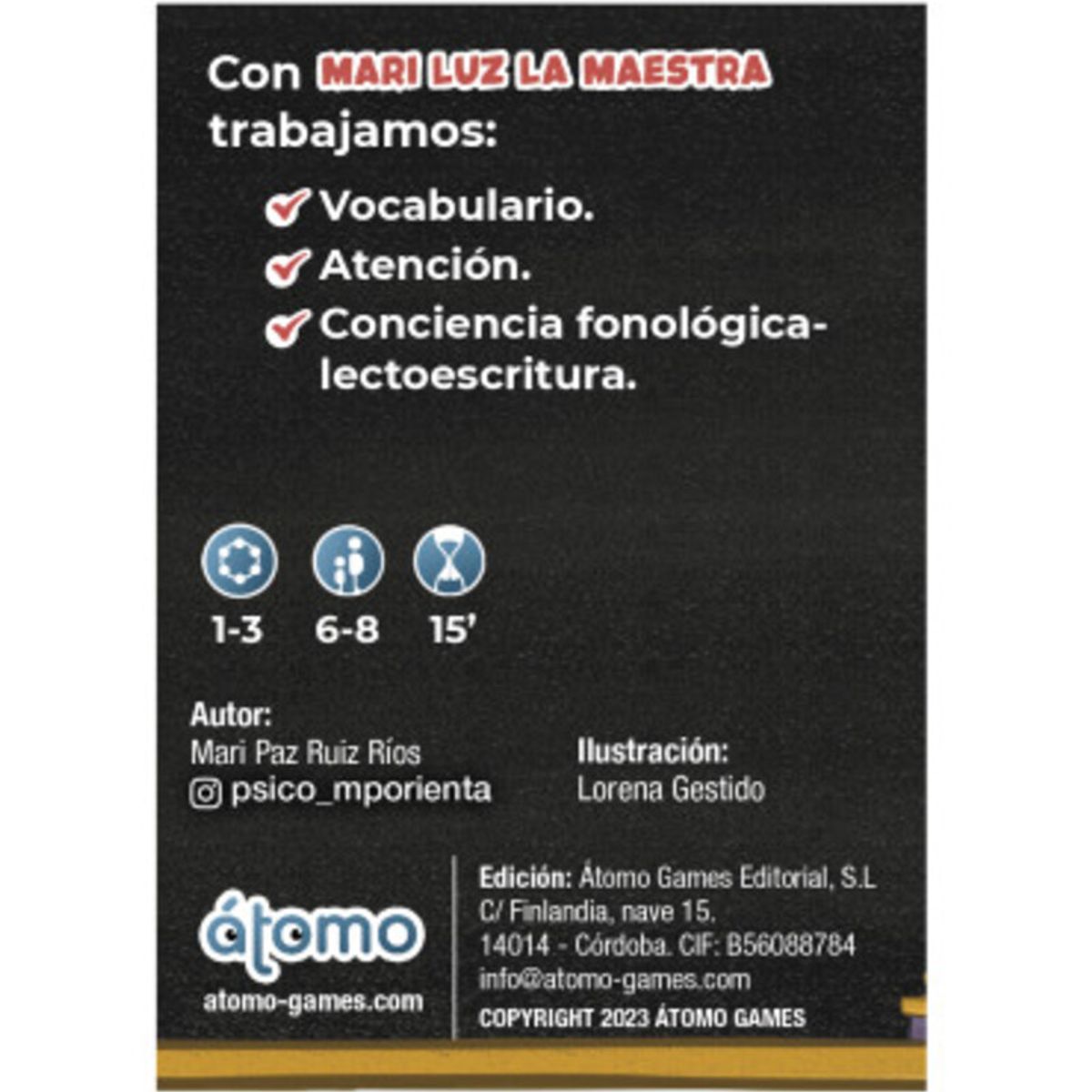 ATOMO - Juego de Mesa Mari Luz la Maestra - Club A