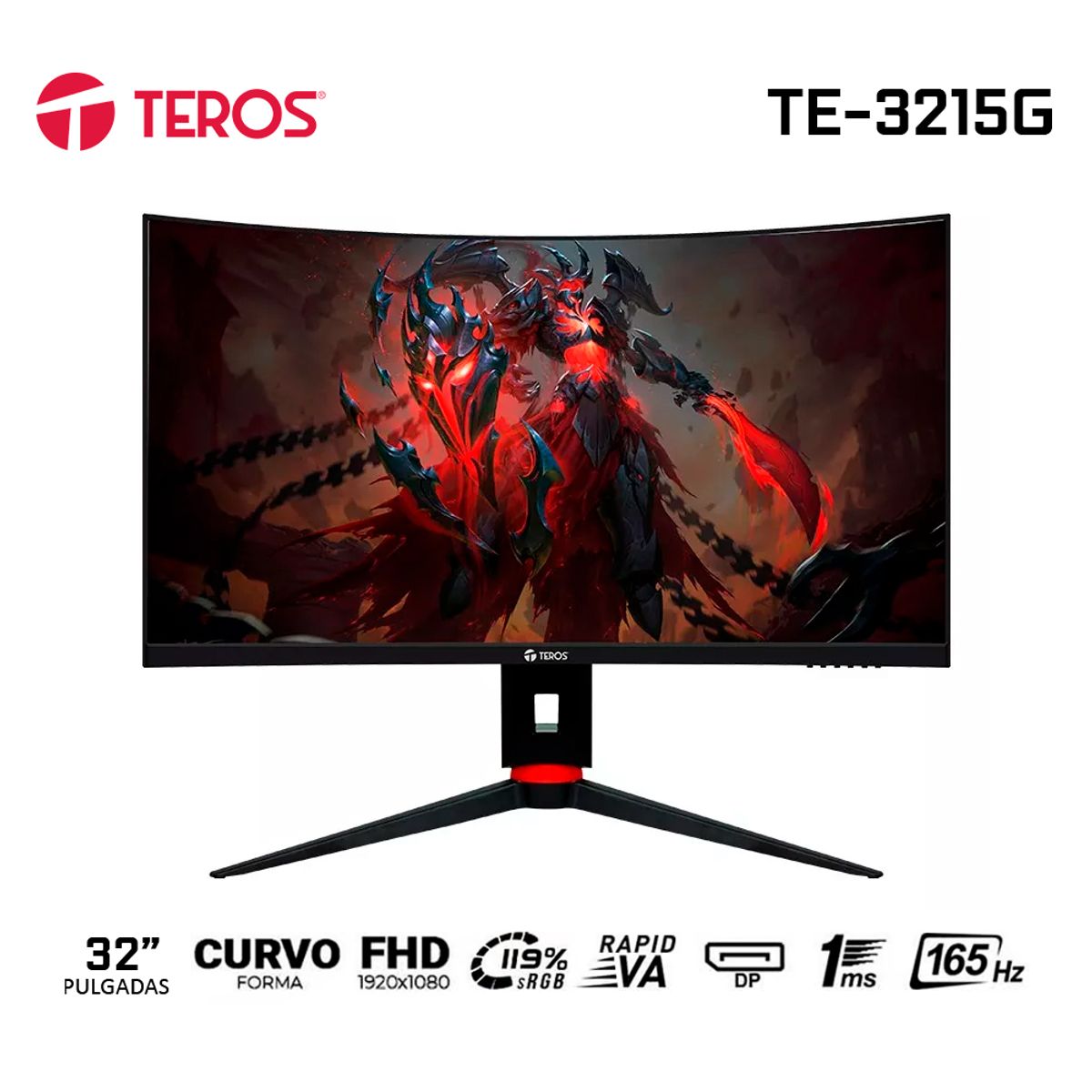 TEROS - Monitor curvo gaming TEROS TE-3215G, 31.5 FHD VA, 165 Hz, HDMI, DP