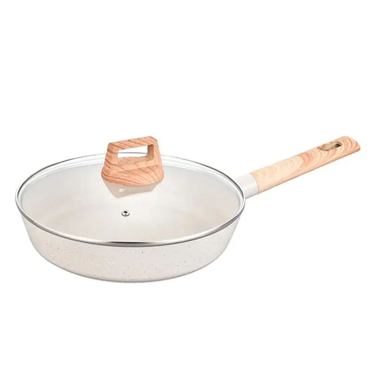 GENERICO - Sarten 28 cm Aluminio Antiadherente Cubierta En Marmol Con Tapa Vidrio