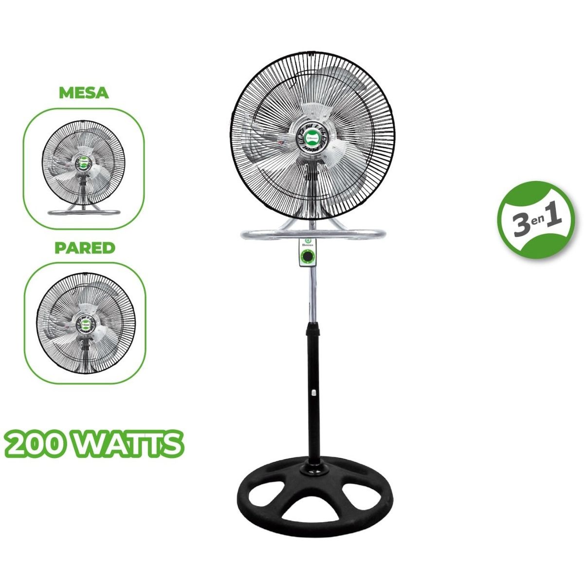 BOSSKO - Ventilador 3 en 1 Bossko 18" BK-8218VI/NG Negro