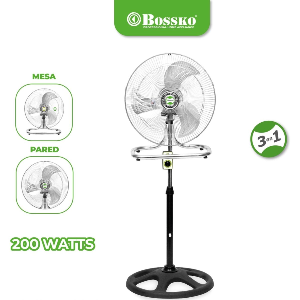 BOSSKO - Ventilador 3 en 1 Bossko 18" BK-8218VI Plateado
