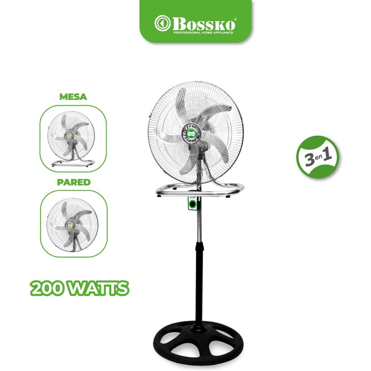 BOSSKO - Ventilador de 5 Aspas 3 en 1 de 18" Bossko BK-8219VI