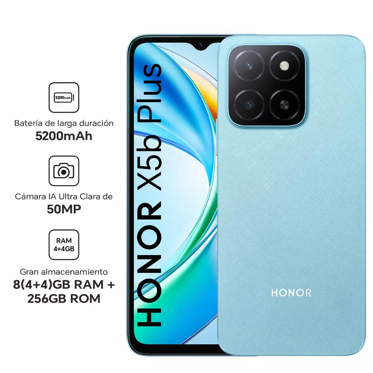 HONOR - Celular Honor X5B Plus 6.5 pulg 4GB RAM 256GB 50MP Ocean Blue