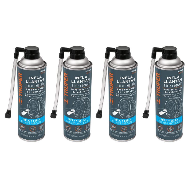 TRUPER - Sellador de llantas inflador 450 ML12 OZ, truper