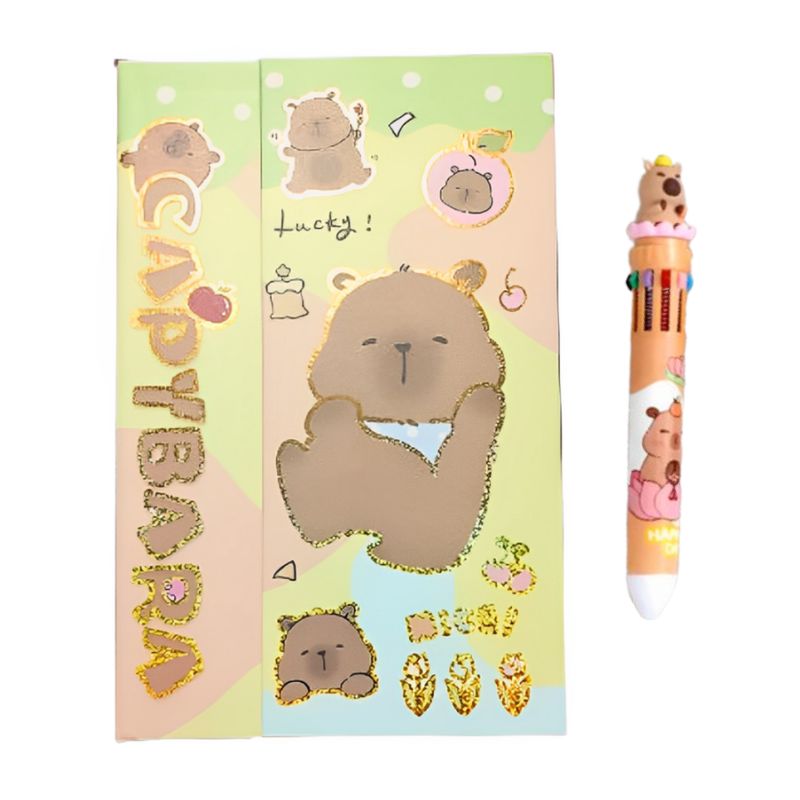 GENERICO - Agenda Capibara + Lapicero Capibara 10 colores