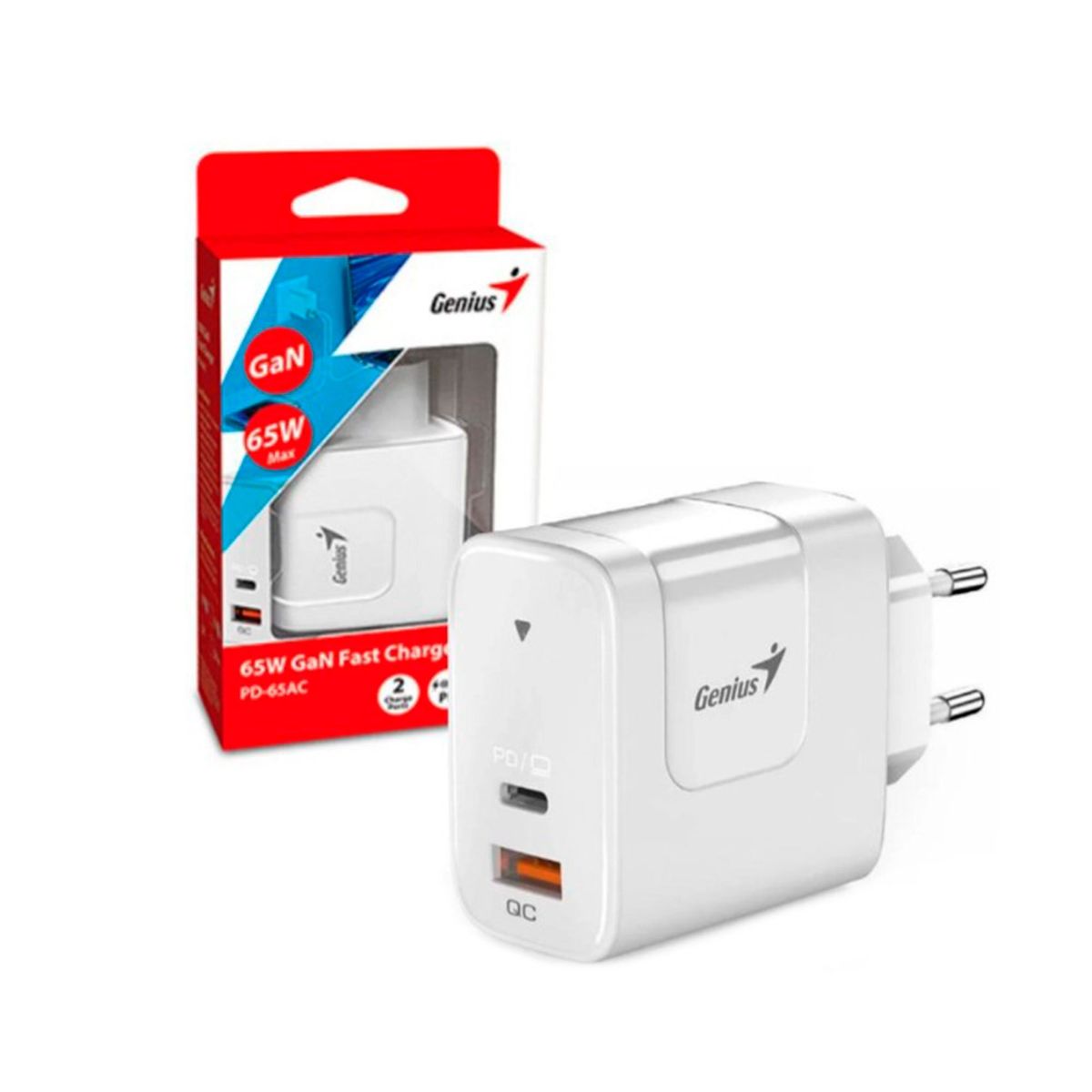 GENIUS - CARGADOR GENIUS PD-65AC 65W CARGA RAPIDA BLANCO PN32590010400