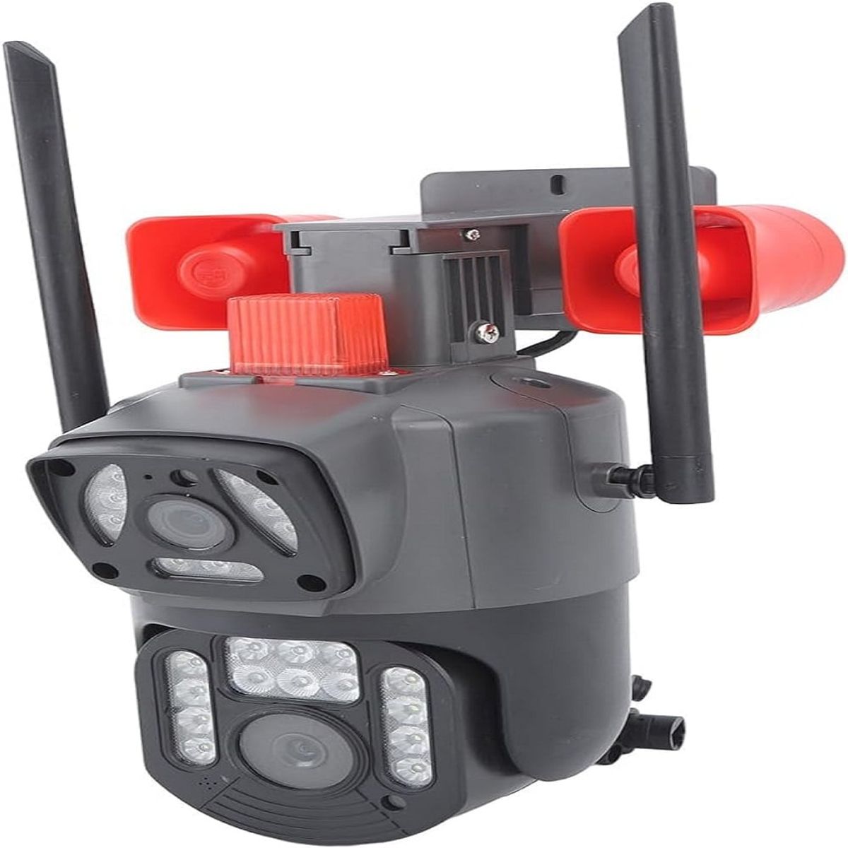 SEISA - Cámara exterior full HD WiFi 360 PTZ doble cámara y con sirena