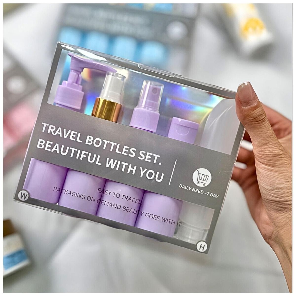 MINARI - Set de 5 Frascos Pulverizador Envases de Aseo para Viaje Lila EC77