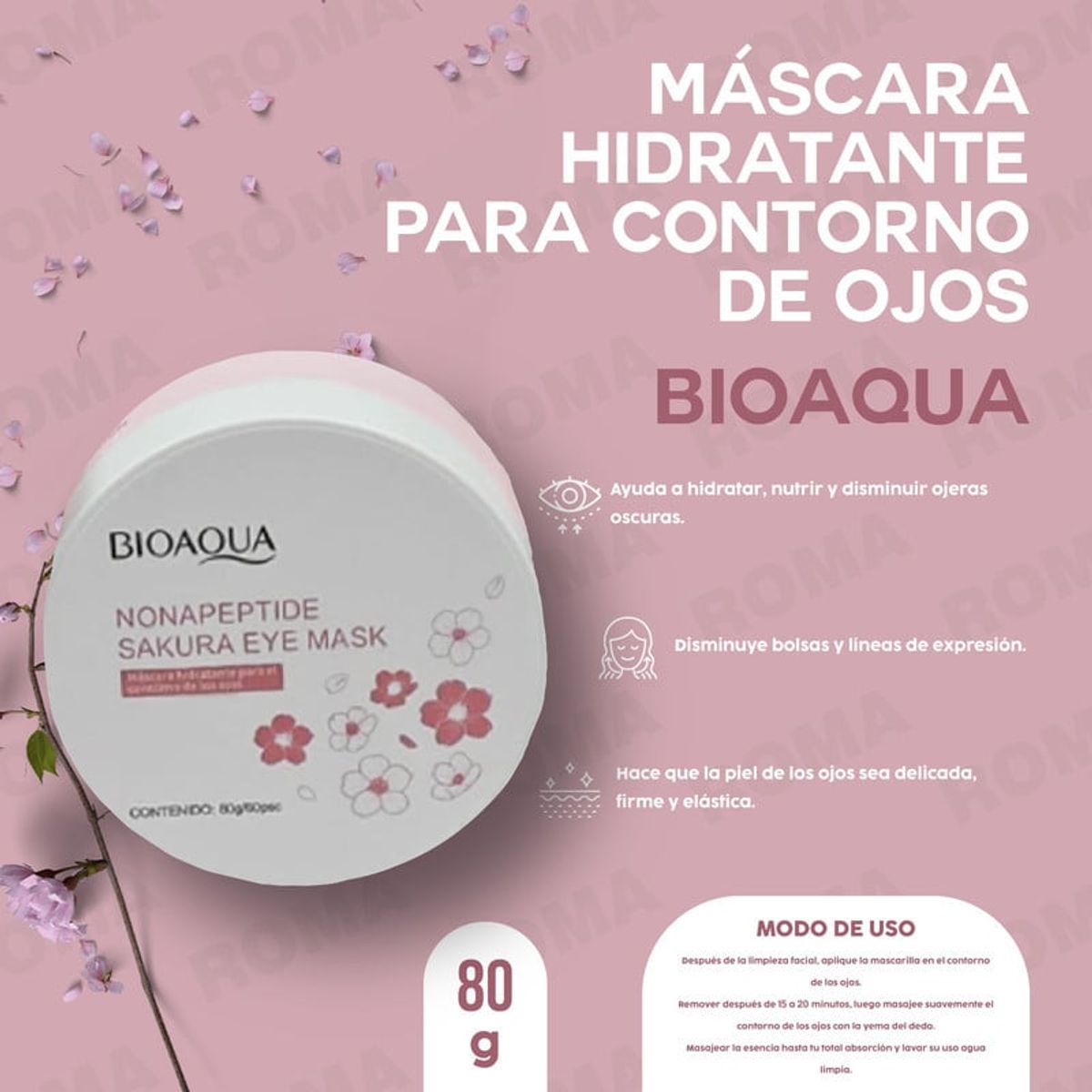 BIOAQUA - MÁSCARA HIDRATANTE PARA CONTORNO DE OJOS JAPAN SAKURA 80G BIOAQUA