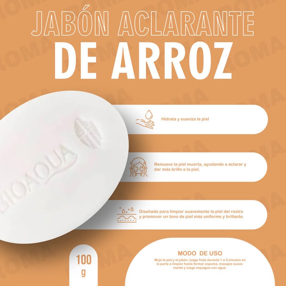 BIOAQUA - JABON ACLARANTE DE ARROZ 100 G BIOAQUA
