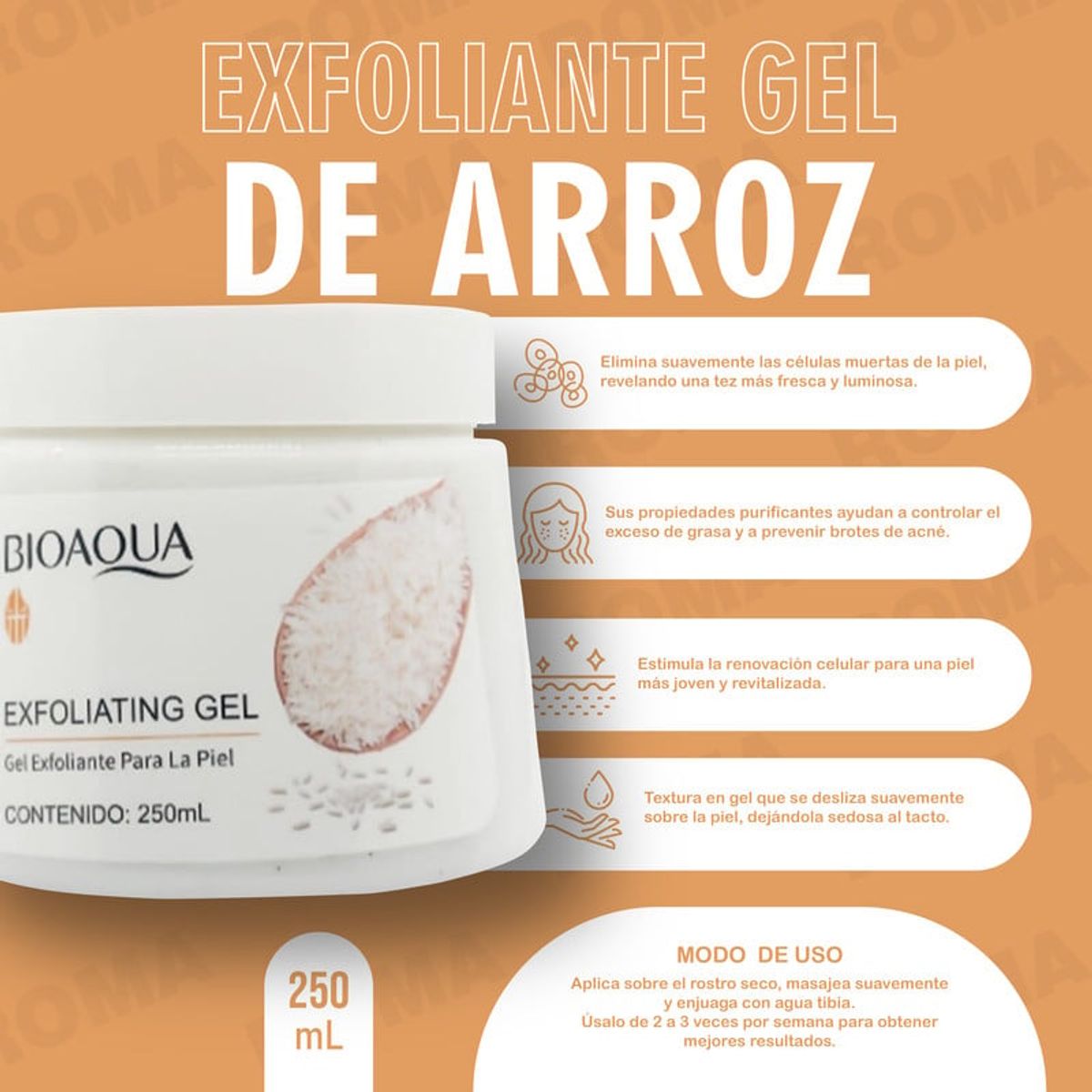 BIOAQUA - EXFOLIANTE EN GEL DE ARROZ 250ML BIOAQUA