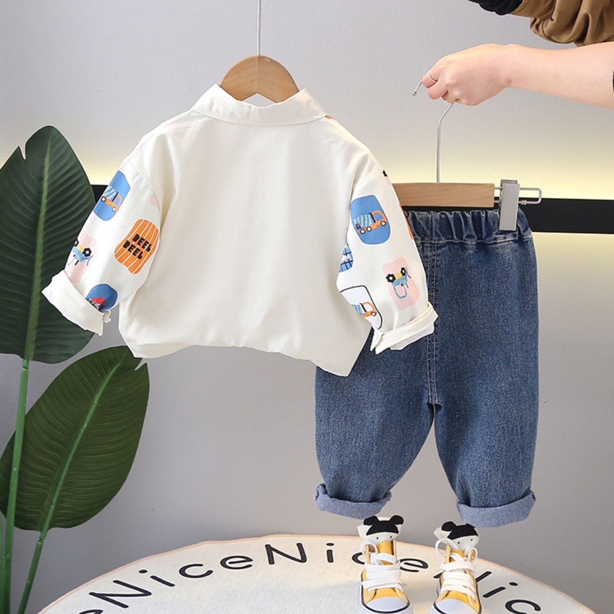 GENERICO - CONJUNTO PARA NIÑO DE CARRITO DE 2 PIEZAS(CAMISA Y PANTALON)