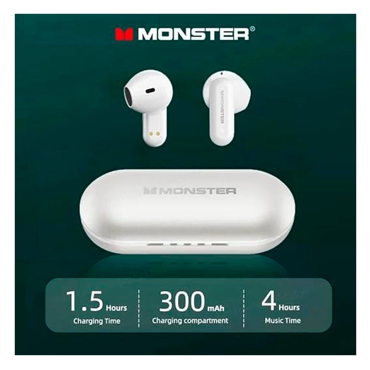 MONSTER - Audífonos inalámbricos Monster Airmars XKT25 Blanco Bluetooth 5.3
