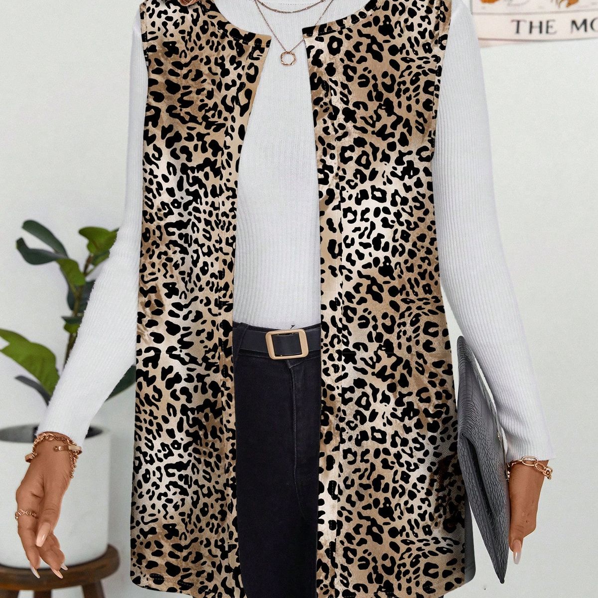 KAST PE - Chaleco Mujer Cardigan Suley Animal print  - Talla M