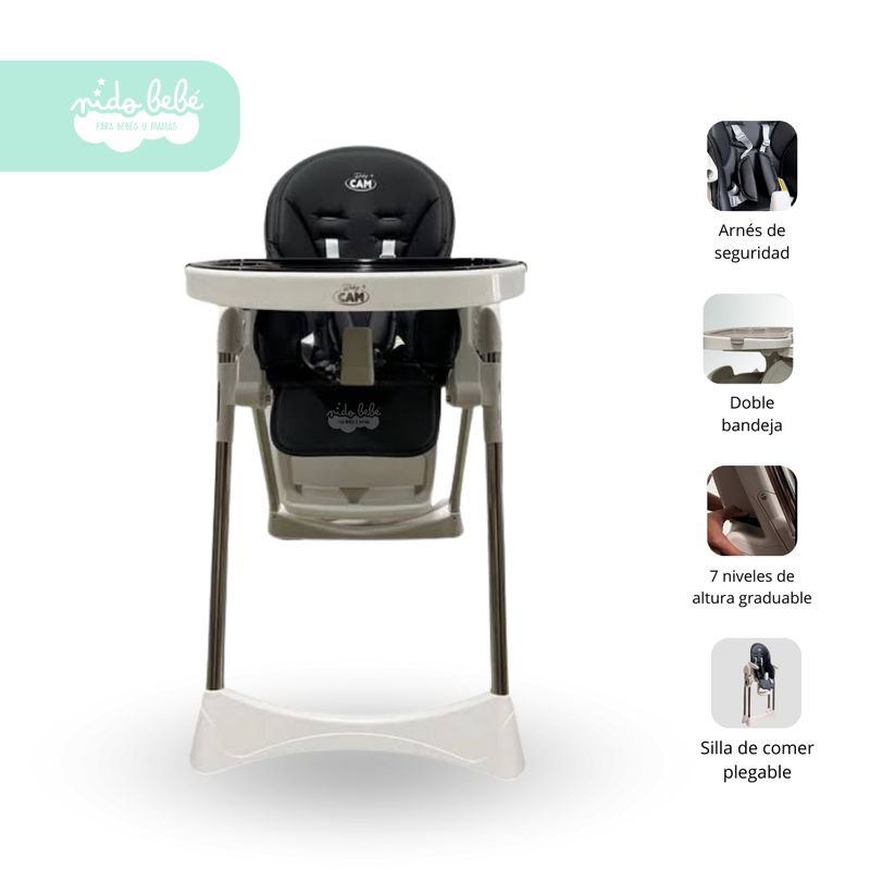 GENERICO - Silla de Comer plegable para bebe modelo Cassie color negro